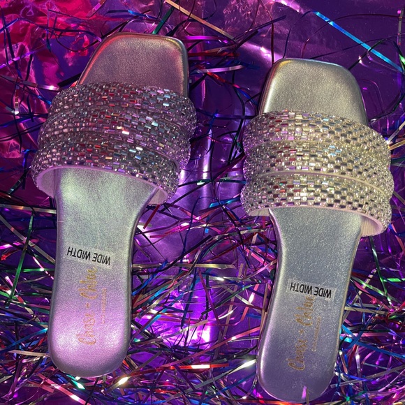 Wide Width Fit Rhinestone Sandals - Picture 3 of 11